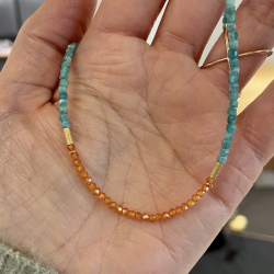 Edelsteinkette mit Amazonit und Zirkon