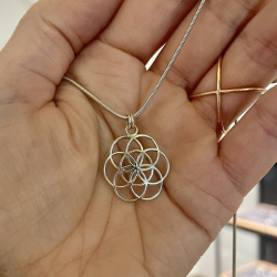 AnhängerMandala aus Silber mit Schlangenkette und Labradorith